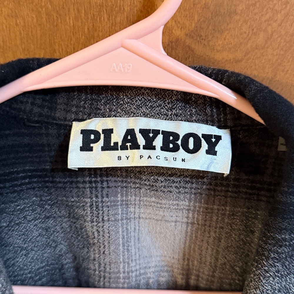 PLAYBOY Black and Gray Plaid Sleeveless Shirt - Picture 2 of 8